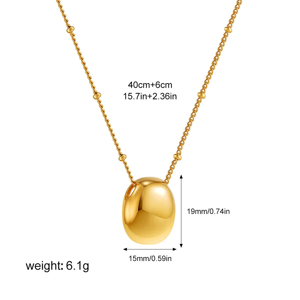 Wholesale Jewelry Casual Simple Style Oval 304 Stainless Steel Pendant Necklace