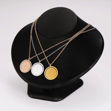 Wholesale Jewelry Casual Simple Style Round 304 Stainless Steel 18K Gold Plated Polishing Pendant Necklace