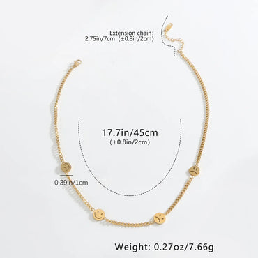 Wholesale Jewelry Casual Simple Style Round Emoji Face 304 Stainless Steel Gold Plated Plating Pendant Necklace