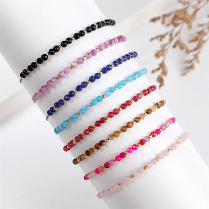 Wholesale Jewelry Casual Simple Style Round Natural Stone Beaded Knitting Bracelets