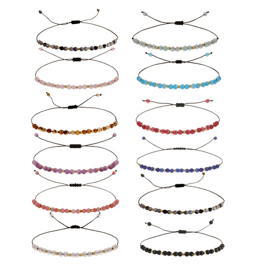 Wholesale Jewelry Casual Simple Style Round Natural Stone Beaded Knitting Bracelets