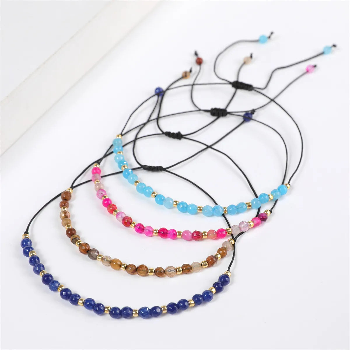 Wholesale Jewelry Casual Simple Style Round Natural Stone Beaded Knitting Bracelets