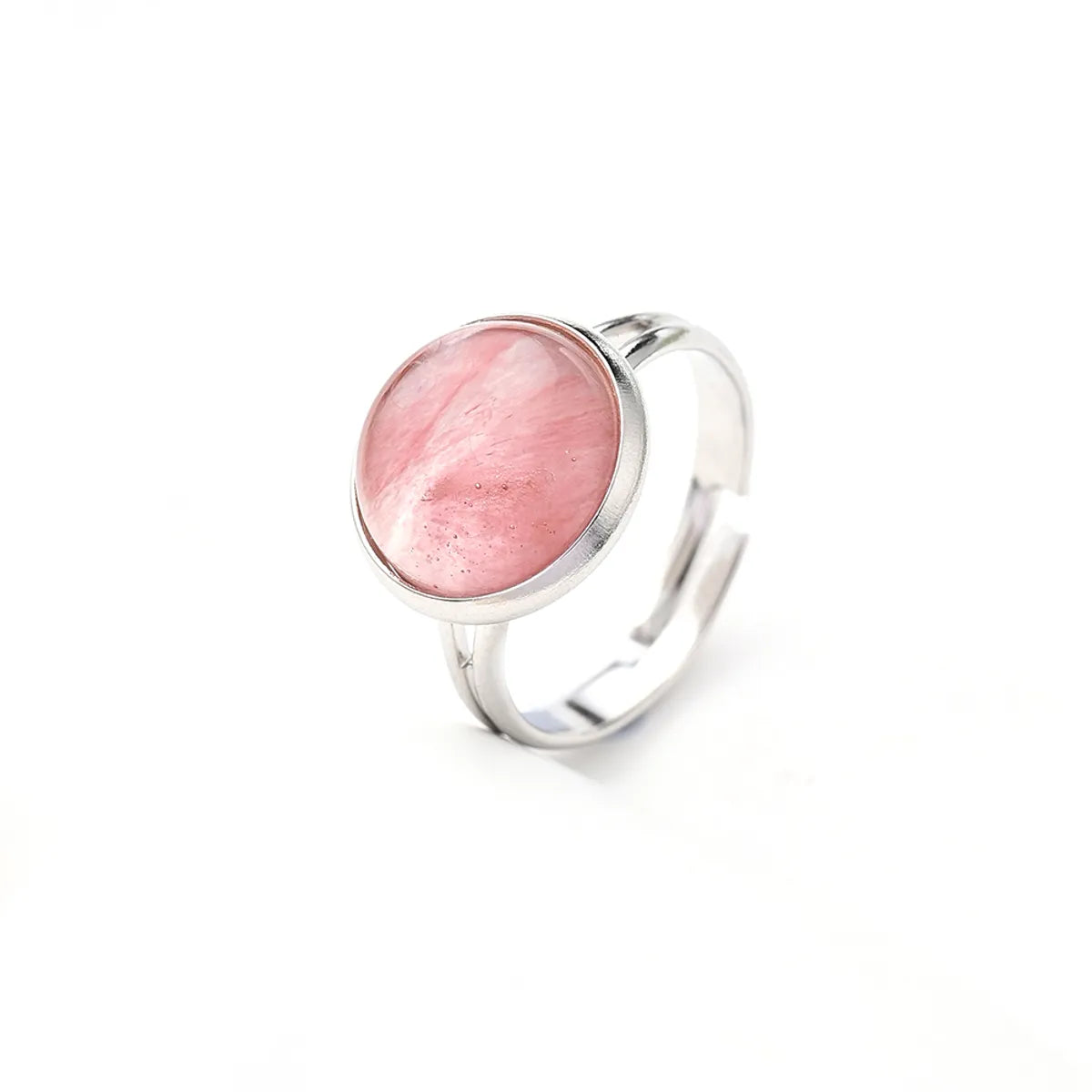 Wholesale Jewelry Casual Simple Style Round Spot Solid Color 304 Stainless Steel Natural Stone Opal Polishing Inlay Adjustable Ring