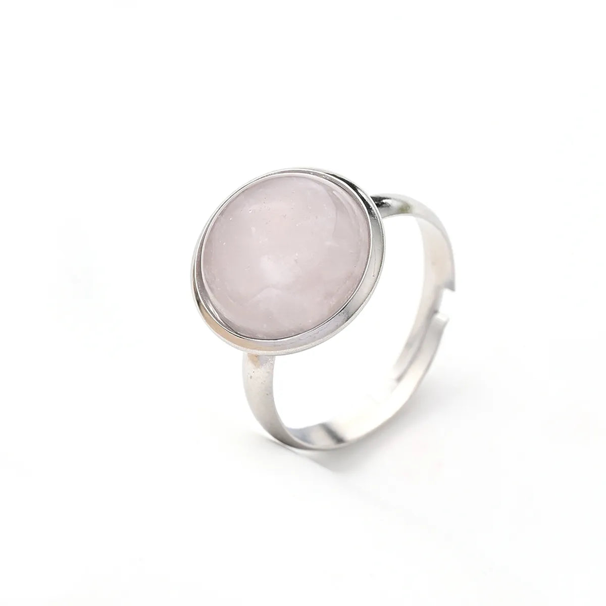 Wholesale Jewelry Casual Simple Style Round Spot Solid Color 304 Stainless Steel Natural Stone Opal Polishing Inlay Adjustable Ring