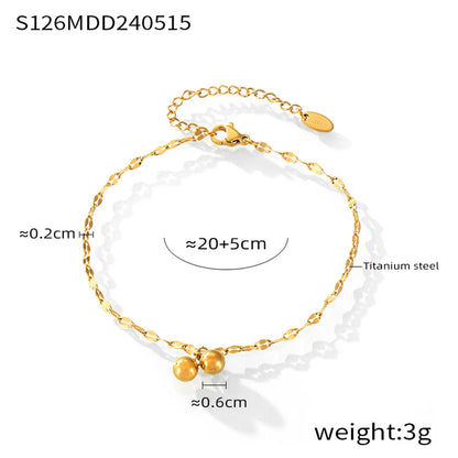 Wholesale Jewelry Casual Simple Style Round Square 304 Stainless Steel 18K Gold Plated Layered Anklet