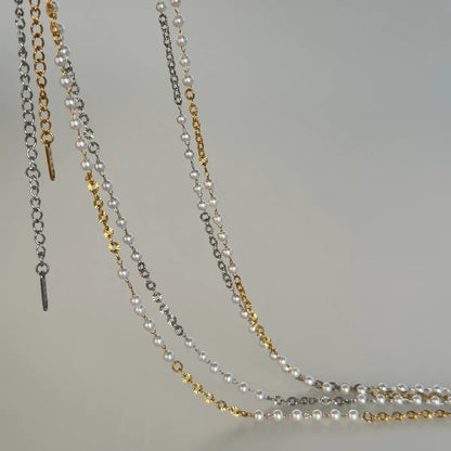 Wholesale Jewelry Casual Simple Style Round Titanium Steel 18K Gold Plated Pearl Waist Chain