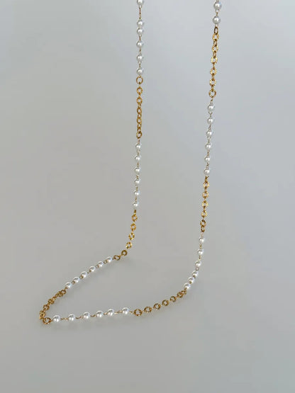 Wholesale Jewelry Casual Simple Style Round Titanium Steel 18K Gold Plated Pearl Waist Chain