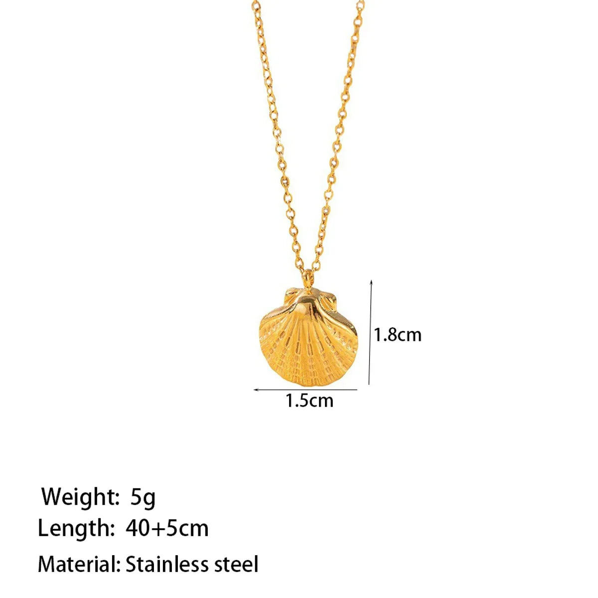 Wholesale Jewelry Casual Simple Style Shell 304 Stainless Steel 18K Gold Plated Scallop Polishing Plating Pendant Necklace