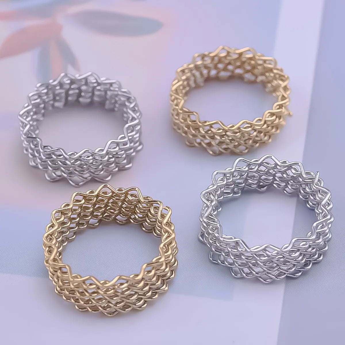 Wholesale Jewelry Casual Simple Style Solid Color 304 Stainless Steel 18K Gold Plated Polishing Hollow Out Rings