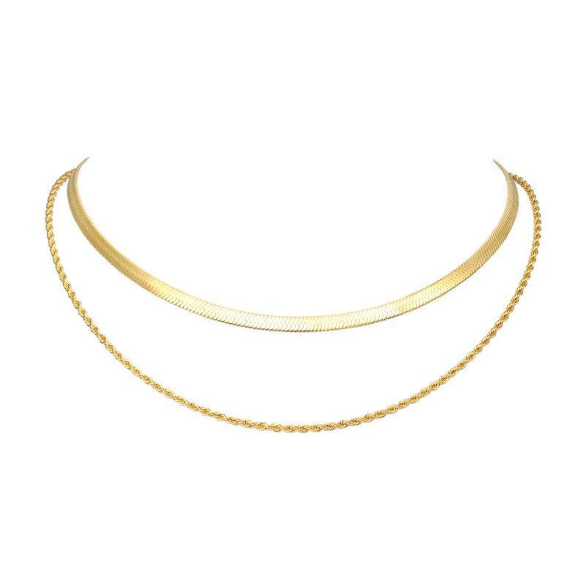 Wholesale Jewelry Casual Simple Style Solid Color 304 Stainless Steel Plating Double Layer Necklaces