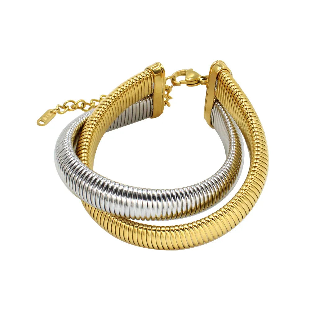 Wholesale Jewelry Casual Simple Style Solid Color 304 Stainless Steel Titanium Steel Gold Plated Bracelets Necklace