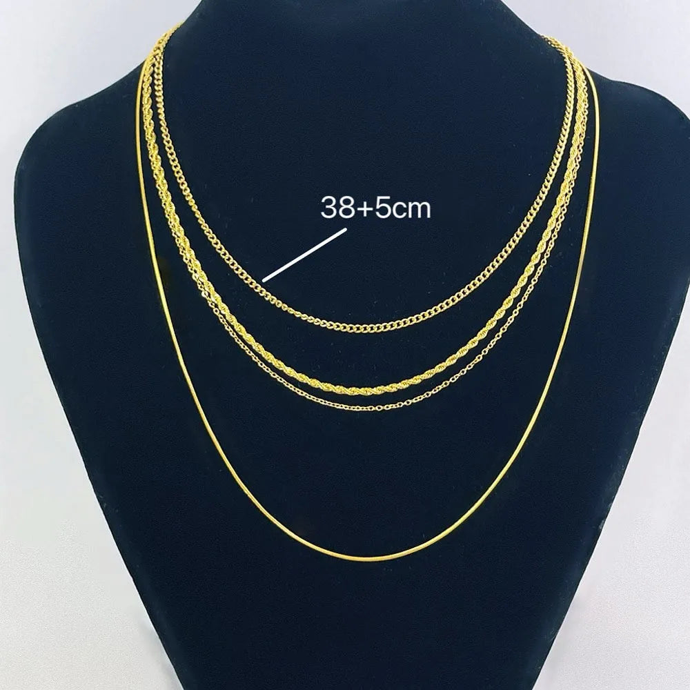 Wholesale Jewelry Casual Simple Style Solid Color Titanium Steel Layered Bracelets Necklace