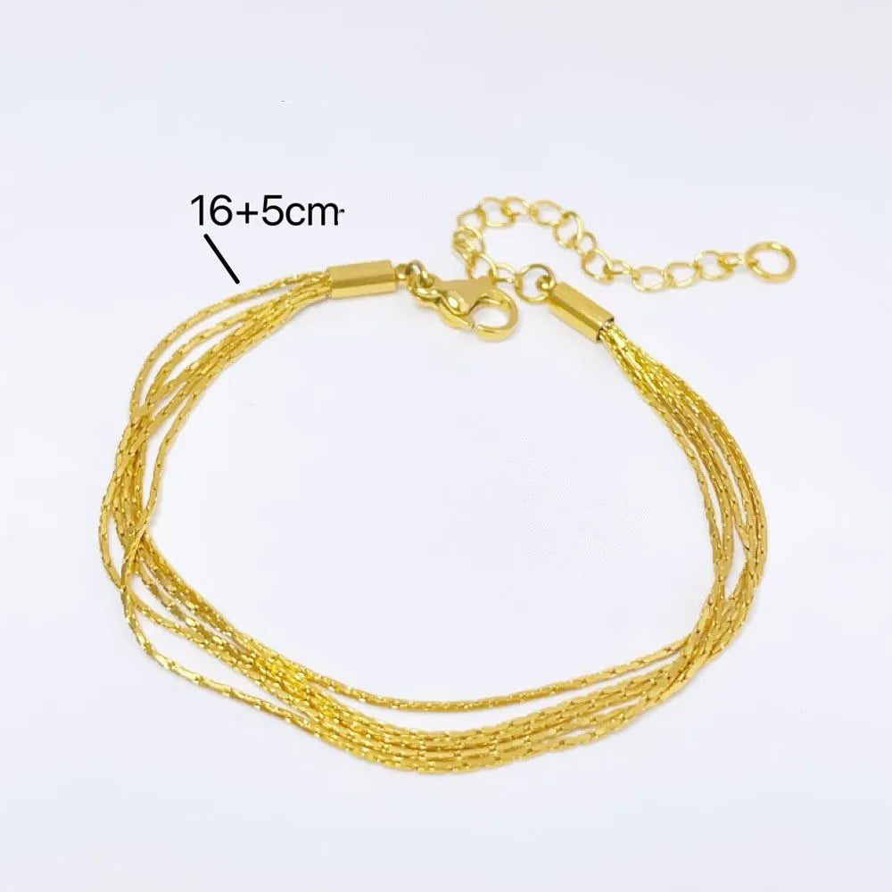 Wholesale Jewelry Casual Simple Style Solid Color Titanium Steel Layered Bracelets Necklace