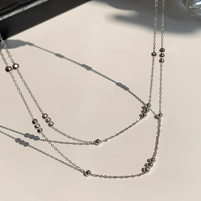 Wholesale Jewelry Casual Simple Style Solid Color Titanium Steel Plating Double Layer Necklaces