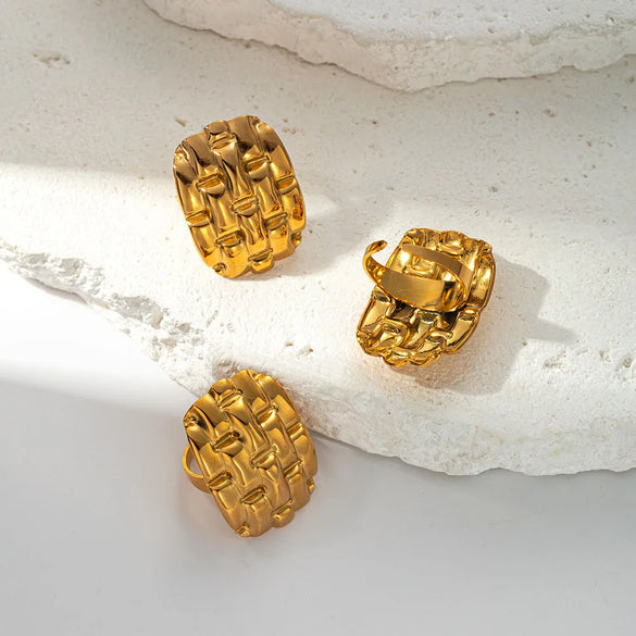 Wholesale Jewelry Casual Simple Style Square 304 Stainless Steel 14K Gold Plated Open Rings