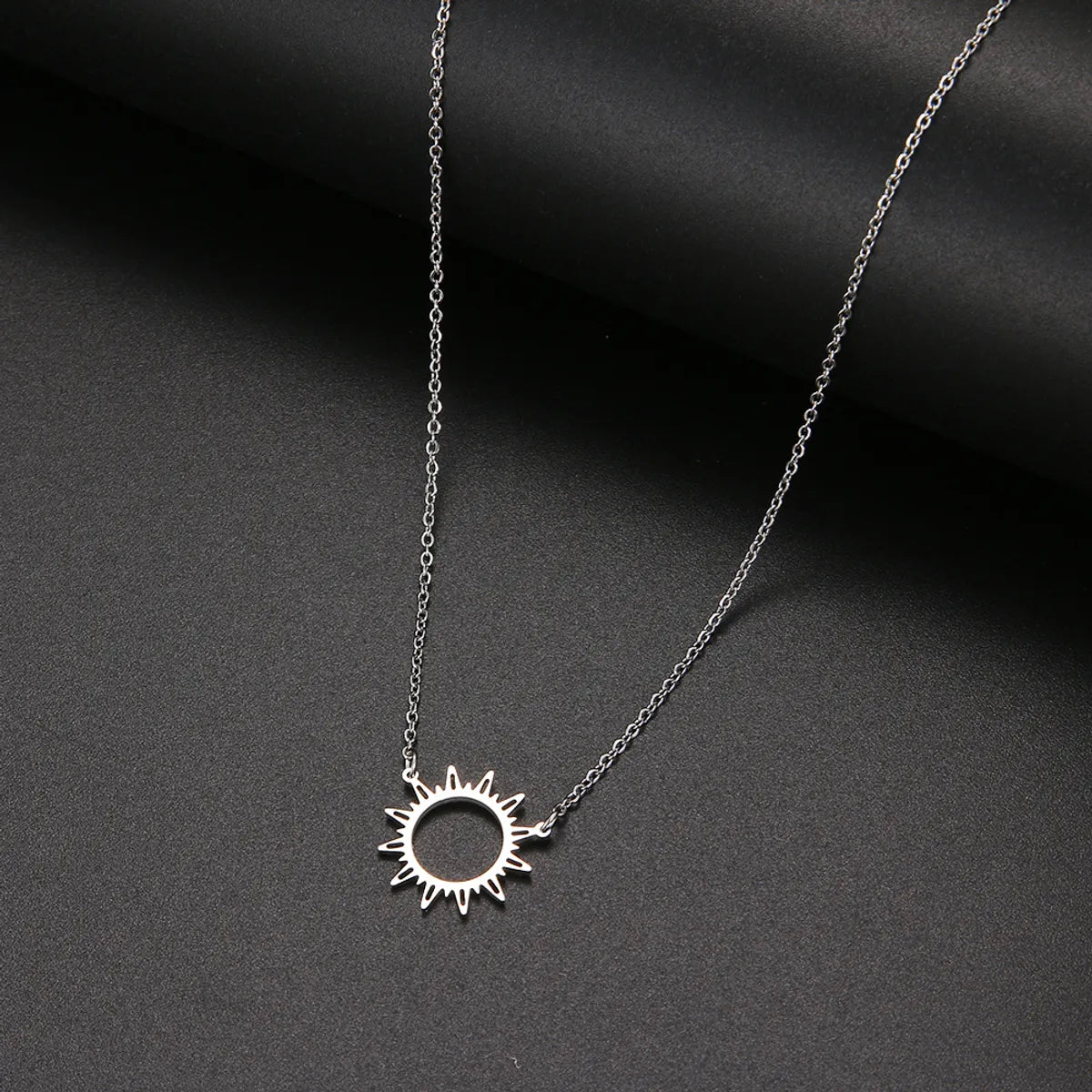 Wholesale Jewelry Casual Simple Style Sun Moon 304 Stainless Steel Hollow Out Pendant Necklace