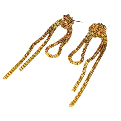 Wholesale Jewelry Casual Simple Style Tassel Knot Metal 18k Gold Plated Plating Drop Earrings