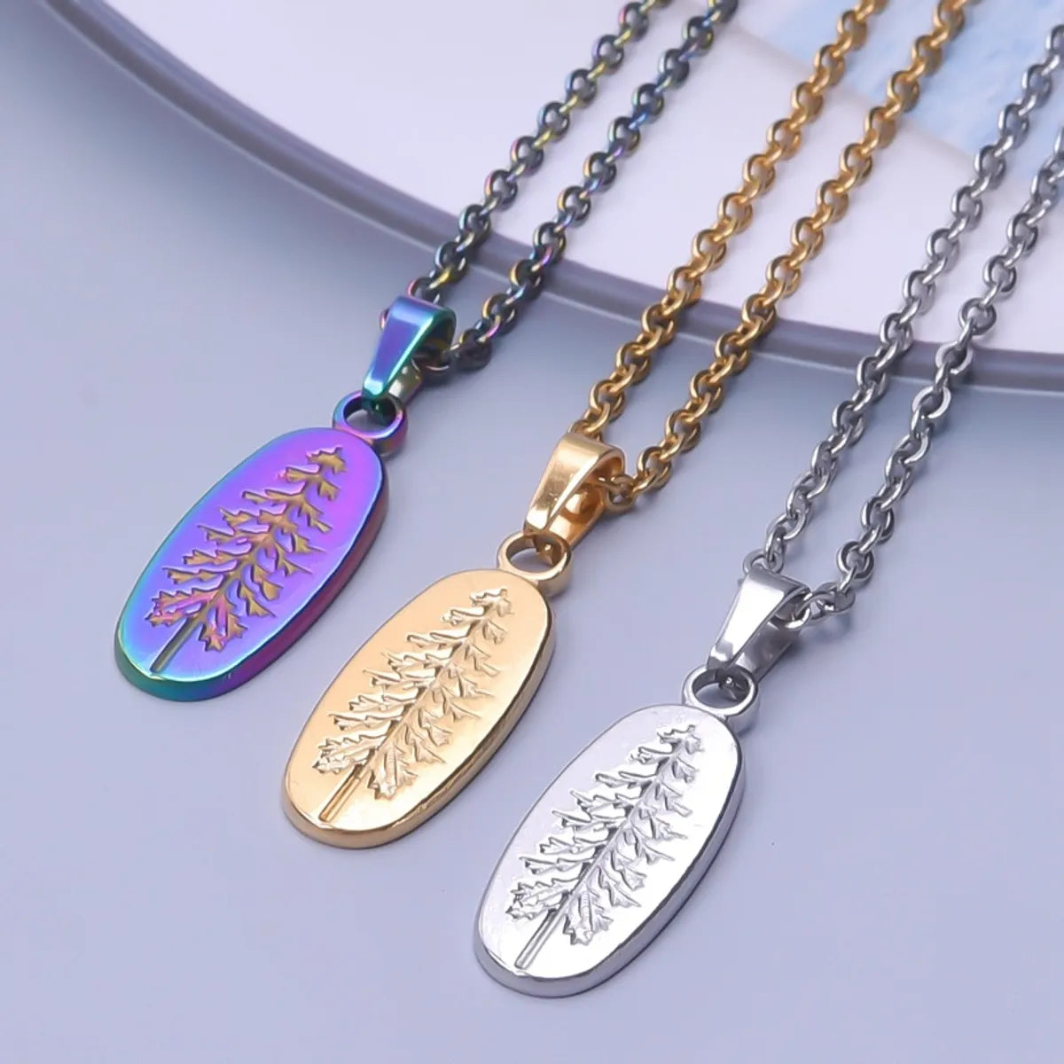 Wholesale Jewelry Casual Simple Style Tree 304 Stainless Steel 18K Gold Plated Pendant Necklace Necklace Pendant