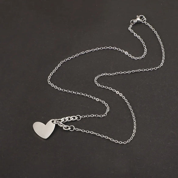 Wholesale Jewelry Casual Simple Style U Shape Customization Laser Engraving 304 Stainless Steel 18K Gold Plated Mixed Metal Pendant Necklace Cable Chain