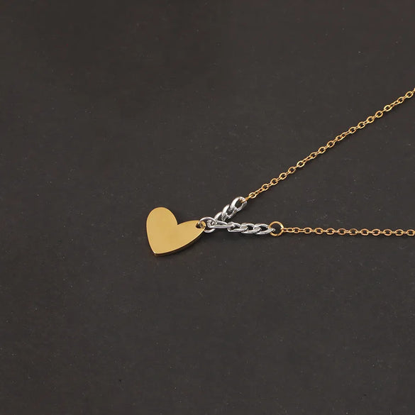 Wholesale Jewelry Casual Simple Style U Shape Customization Laser Engraving 304 Stainless Steel 18K Gold Plated Mixed Metal Pendant Necklace Cable Chain