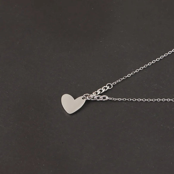 Wholesale Jewelry Casual Simple Style U Shape Customization Laser Engraving 304 Stainless Steel 18K Gold Plated Mixed Metal Pendant Necklace Cable Chain