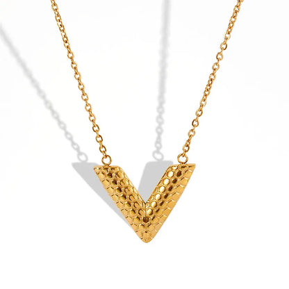 Wholesale Jewelry Casual Simple Style V Shape 304 Stainless Steel 18K Gold Plated Pendant Necklace