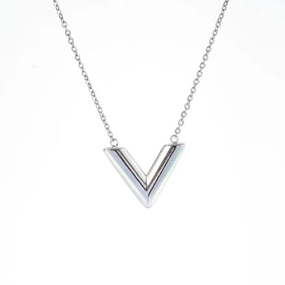 Wholesale Jewelry Casual Simple Style V Shape 304 Stainless Steel 18K Gold Plated Pendant Necklace