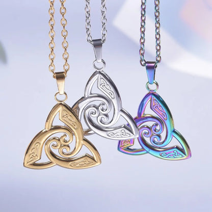 Wholesale Jewelry Casual Simple Style Witches Knot 304 Stainless Steel Hollow Out Pendant Necklace Necklace Pendant