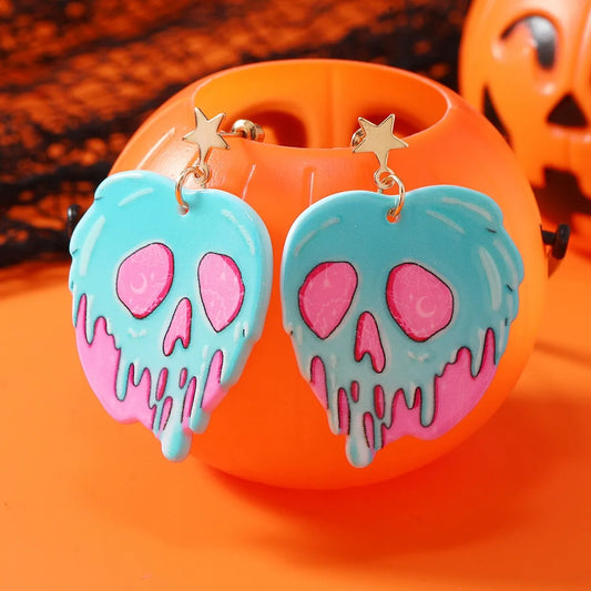 1 Pair Casual Streetwear Geometric Heart Shape Skull Alloy Drop Earrings