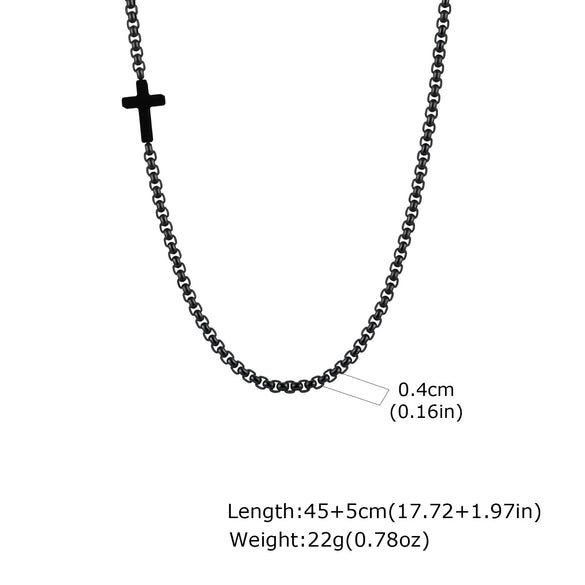 Wholesale Jewelry Casual Style Titanium Steel And Stainless Steel Square Chain Cross Necklace With Electroplating