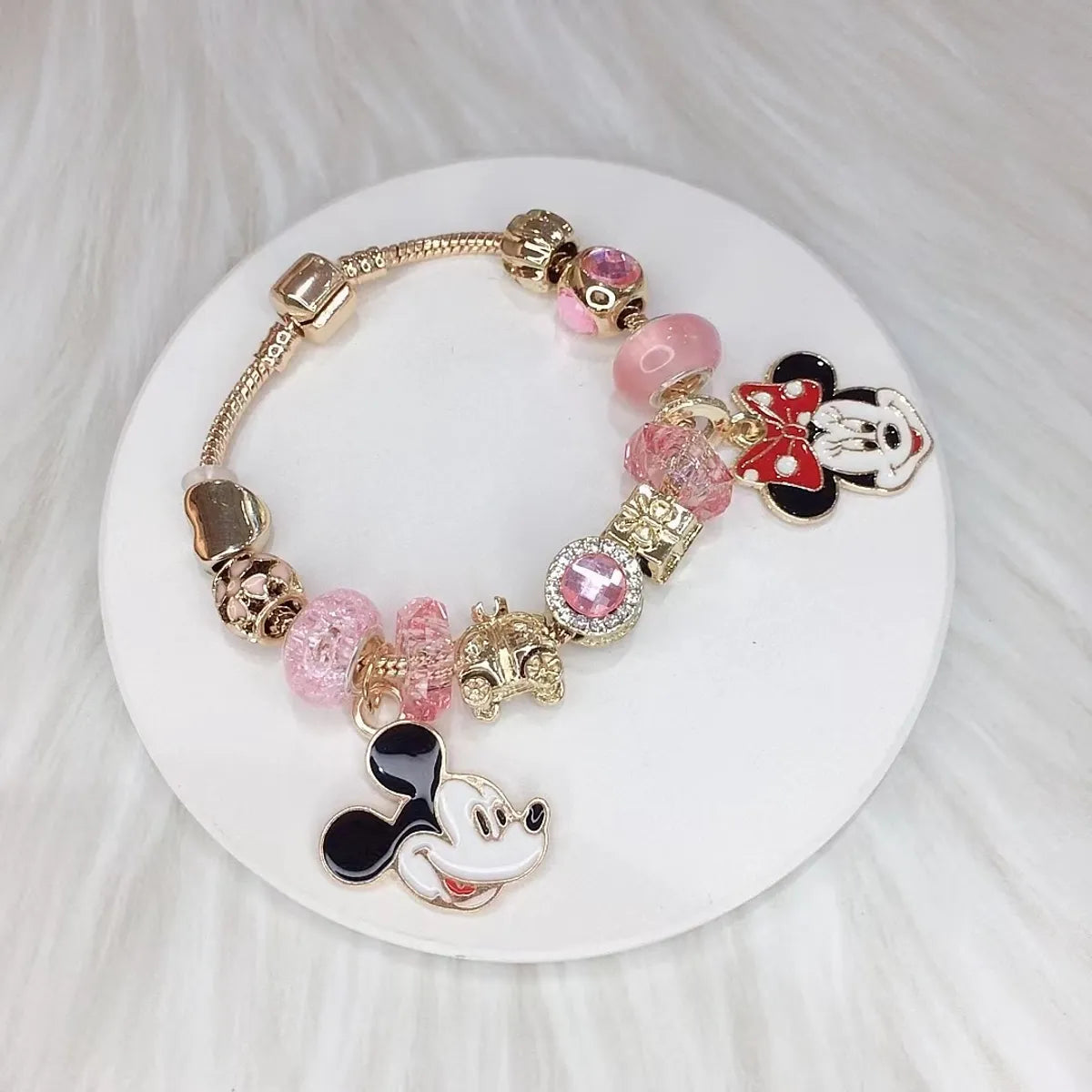 Wholesale Jewelry Casual Sweet Animal Cartoon Character Heart Shape Alloy Rhinestones Beaded Plating Inlay Bangle