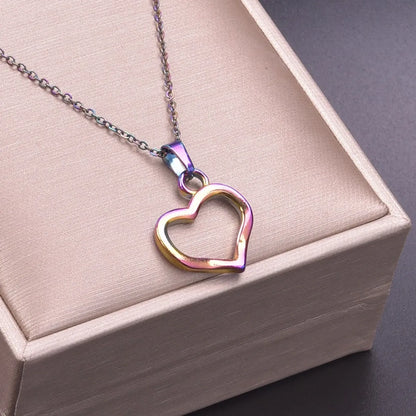 Wholesale Jewelry Casual Sweet Heart Shape 304 Stainless Steel 18K Gold Plated Hollow Out Charms Pendant Necklace