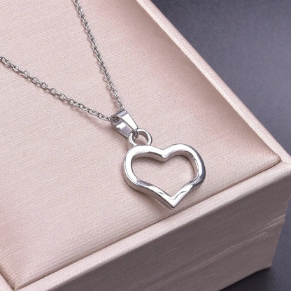 Wholesale Jewelry Casual Sweet Heart Shape 304 Stainless Steel 18K Gold Plated Hollow Out Charms Pendant Necklace