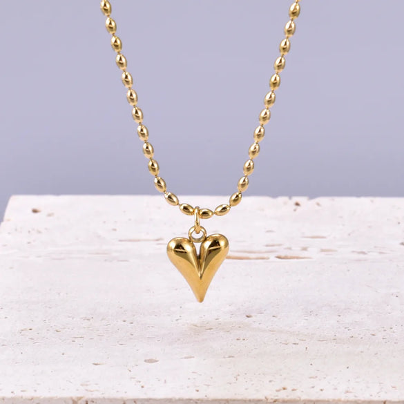 Wholesale Jewelry Casual Sweet Simple Style Heart Shape 304 Stainless Steel Titanium Steel 18K Gold Plated Pendant Necklace