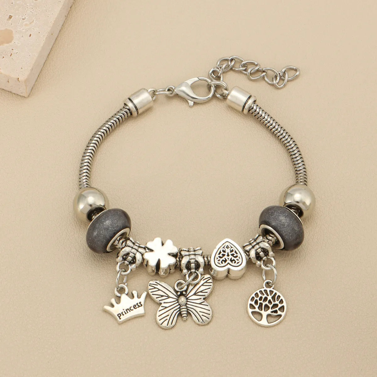 Wholesale Jewelry Casual Sweet Simple Style Heart Shape Flower Butterfly Iron Crystal Zircon White Gold Plated Plating Inlay Bracelets