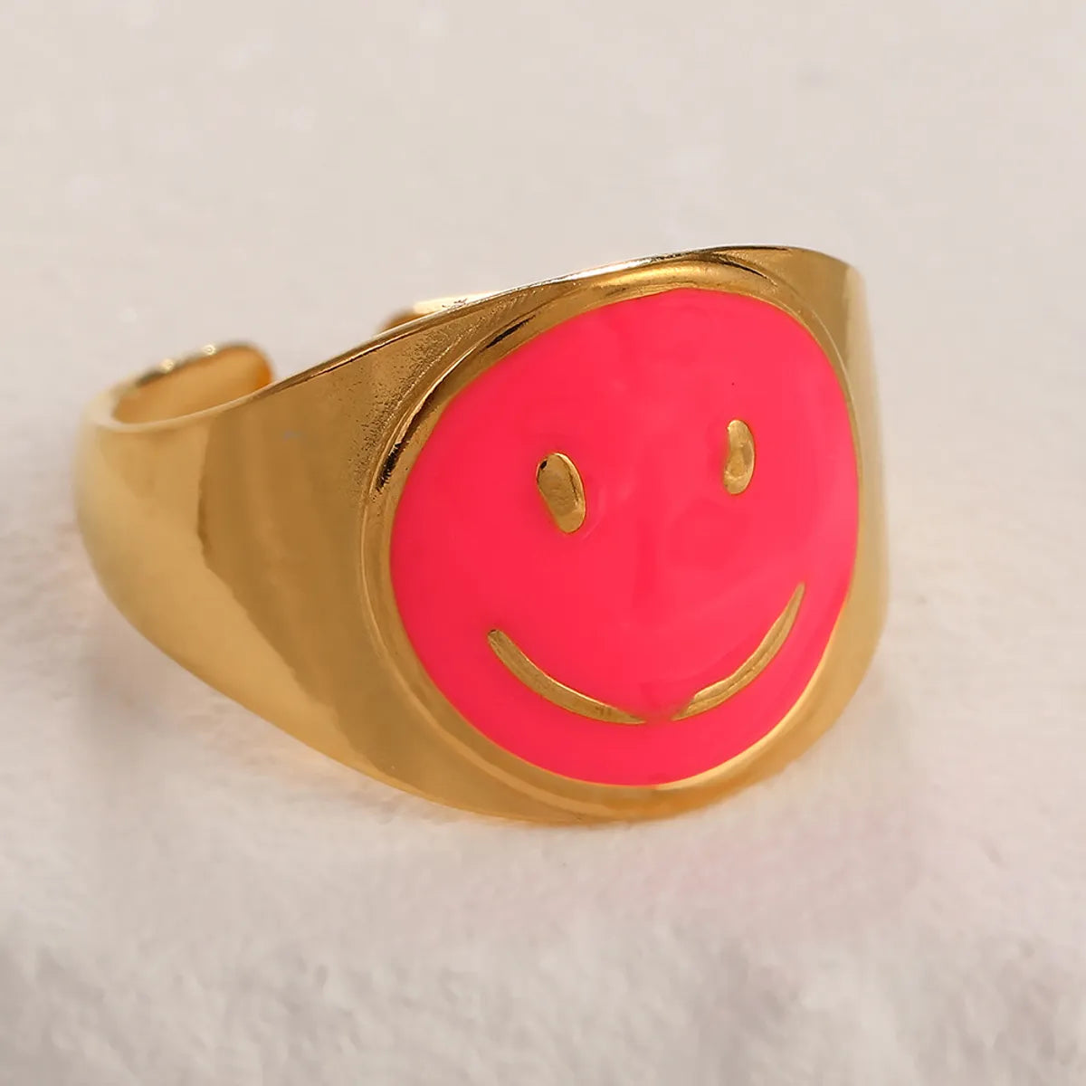 Wholesale Jewelry Casual Sweet Simple Style Heart Shape Smiley Face Flower Titanium Steel Enamel Open Rings