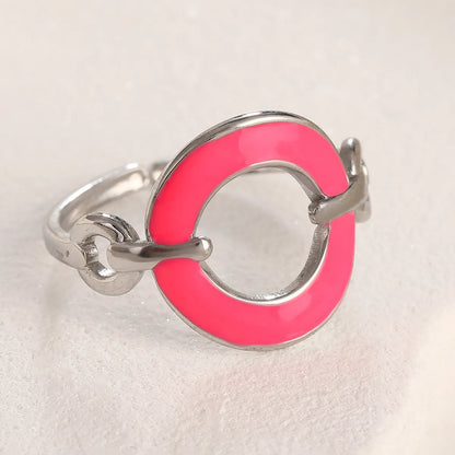 Wholesale Jewelry Casual Sweet Simple Style Heart Shape Smiley Face Flower Titanium Steel Enamel Open Rings