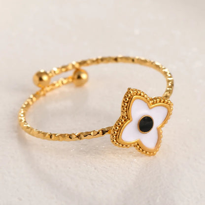 Wholesale Jewelry Casual Sweet Simple Style Heart Shape Smiley Face Flower Titanium Steel Enamel Open Rings