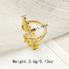 Wholesale Jewelry Casual Sweet Simple Style Leaves Flower 304 Stainless Steel 14K Gold Plated Plating Open Rings Rings