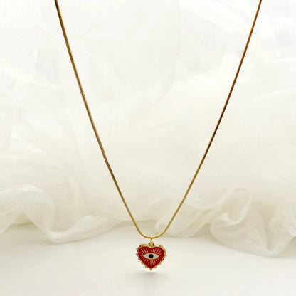 Wholesale Jewelry Casual Sweet Square Heart Shape Eye 304 Stainless Steel Pearl 14K Gold Plated Layered Plating Three Layer Necklace