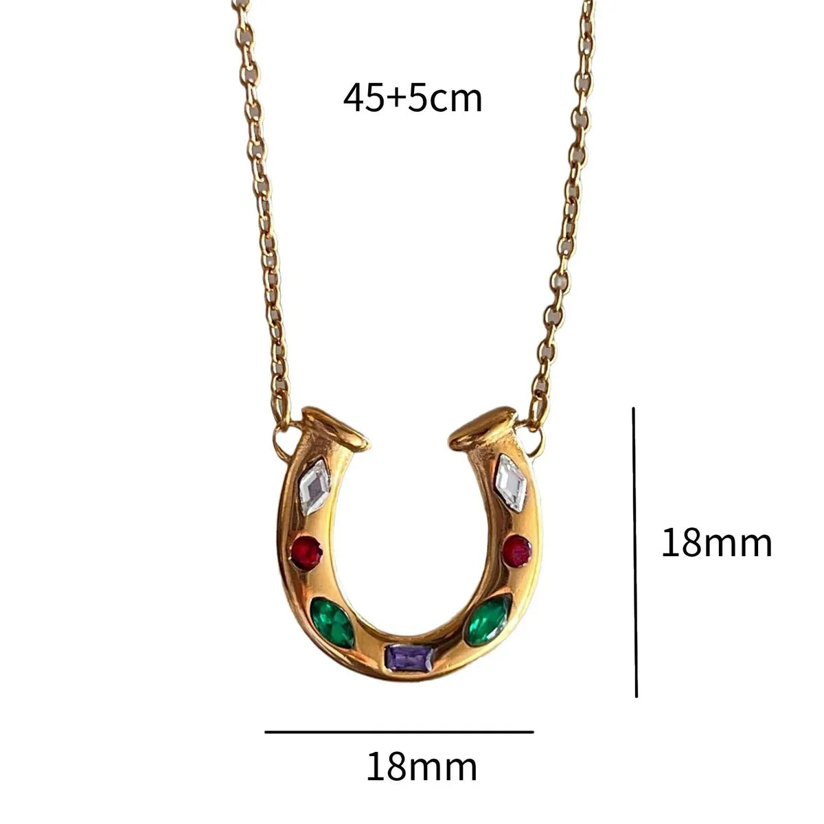 Wholesale Jewelry Casual Sweet U Shape 201 Stainless Steel 304 Stainless Steel 18K Gold Plated Plating Pendant Necklace