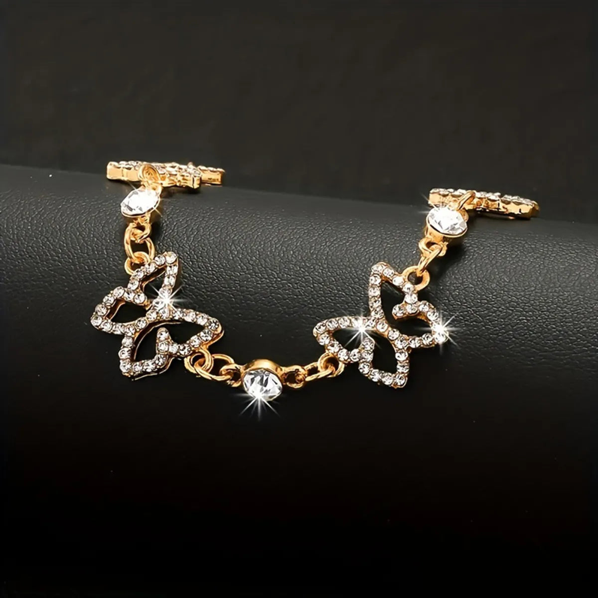 Wholesale Jewelry Casual Vacation Butterfly Zinc Alloy Rhinestones Hollow Out Inlay Anklet