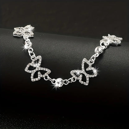 Wholesale Jewelry Casual Vacation Butterfly Zinc Alloy Rhinestones Hollow Out Inlay Anklet