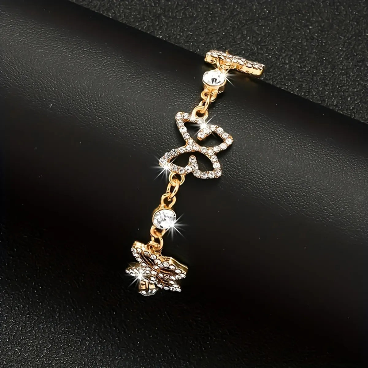 Wholesale Jewelry Casual Vacation Butterfly Zinc Alloy Rhinestones Hollow Out Inlay Anklet