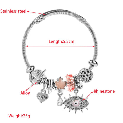 Casual Vacation Classic Style Eye 304 Stainless Steel Alloy Gold Plated Rhinestones Bangle In Bulk