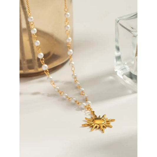 Wholesale Jewelry Casual Vacation Classic Style Flower 304 Stainless Steel Pendant Necklace