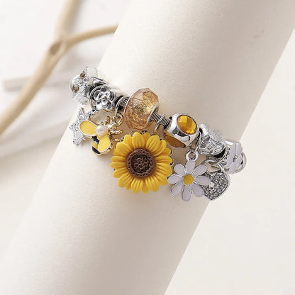 Casual Vacation Pastoral Star Flower Bee Rhinestones Arylic Alloy Wholesale Bangle