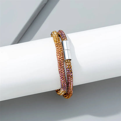 Wholesale Jewelry Casual Vacation Simple Style Gradient Color Rhinestone Rhinestones Inlay Bangle