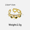 Wholesale Jewelry Casual Vacation Simple Style Heart Shape Lines 304 Stainless Steel Zircon 14K Gold Plated Plating Hollow Out Inlay Rings