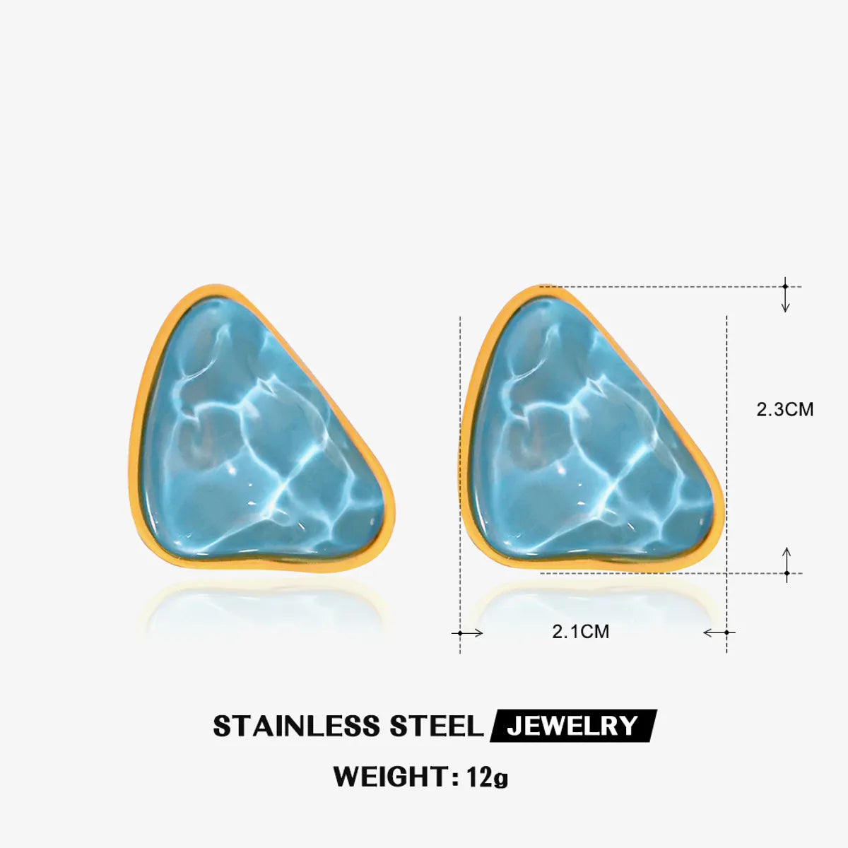 Wholesale Jewelry Casual Vacation Triangle 304 Stainless Steel Resin 18K Gold Plated Inlay Rings Earrings